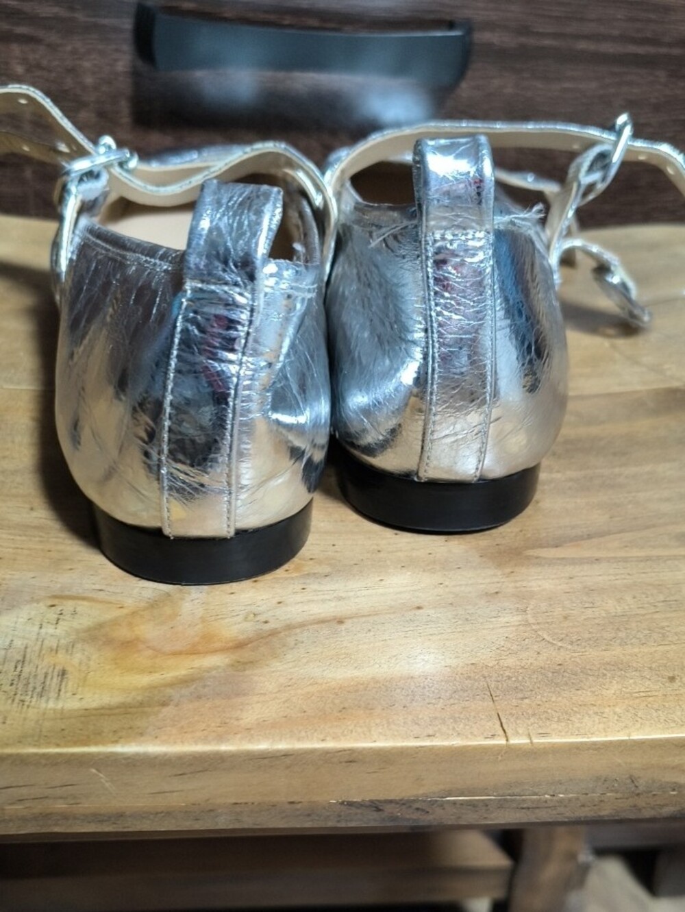 Dolce Vita Silver Croc-Embossed Double-Strap Flats - Picture 4 of 7